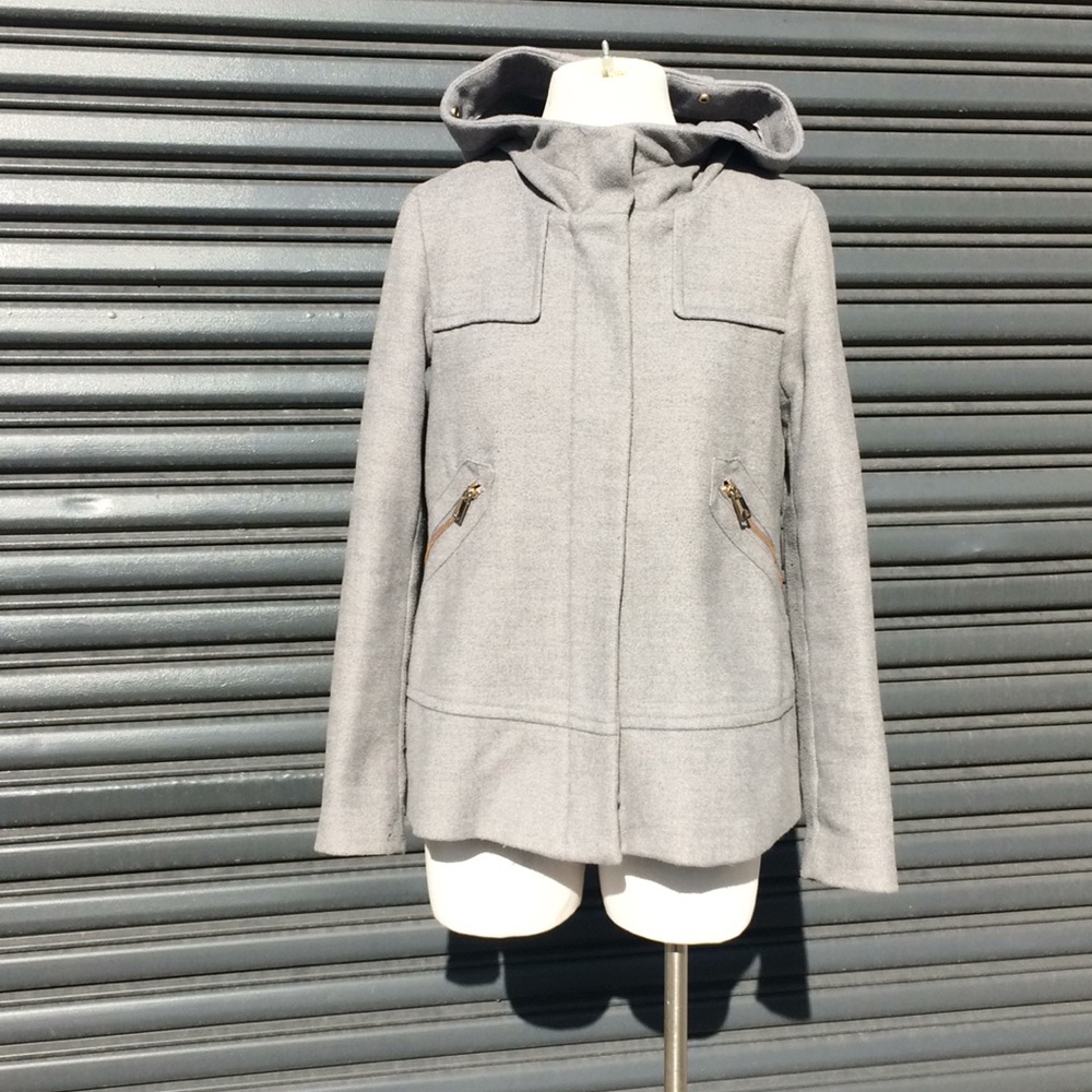 Zara Light Grey Pea Coat Swing A Frame XS